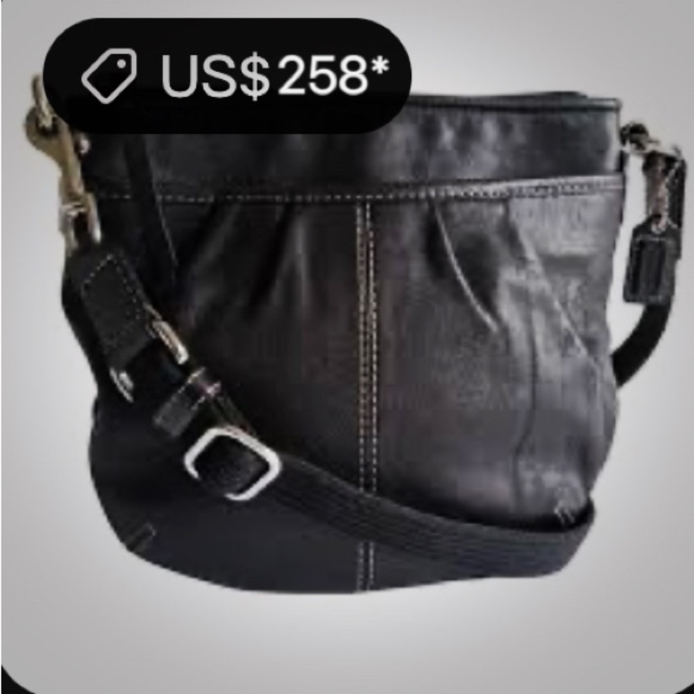 Vintage Y2K Coach Black Leather Women's Bag Crossbody purse - Picture 3 of 17